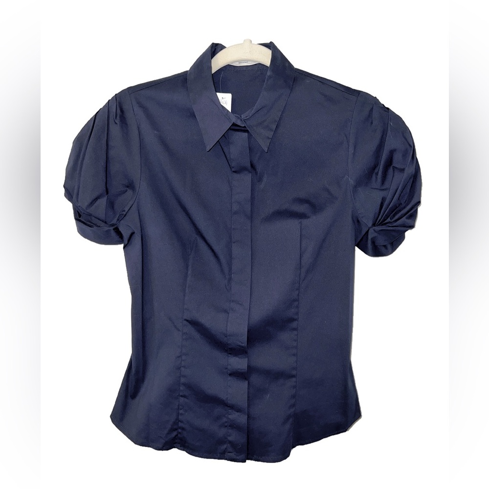 PRADA Short Sleeve Black Button up with cute sleeve detailing